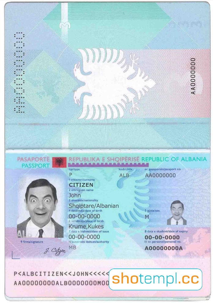 Albania Passport PSD Template
